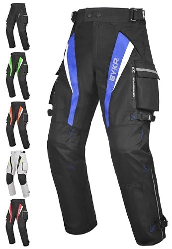 BYKR Motorcycle Pants for Men Women Armored Cordura Overpants Enduro ATV Dual Sports Motocross Cargo Touring Adventure Pant 38WX34L Black 3240