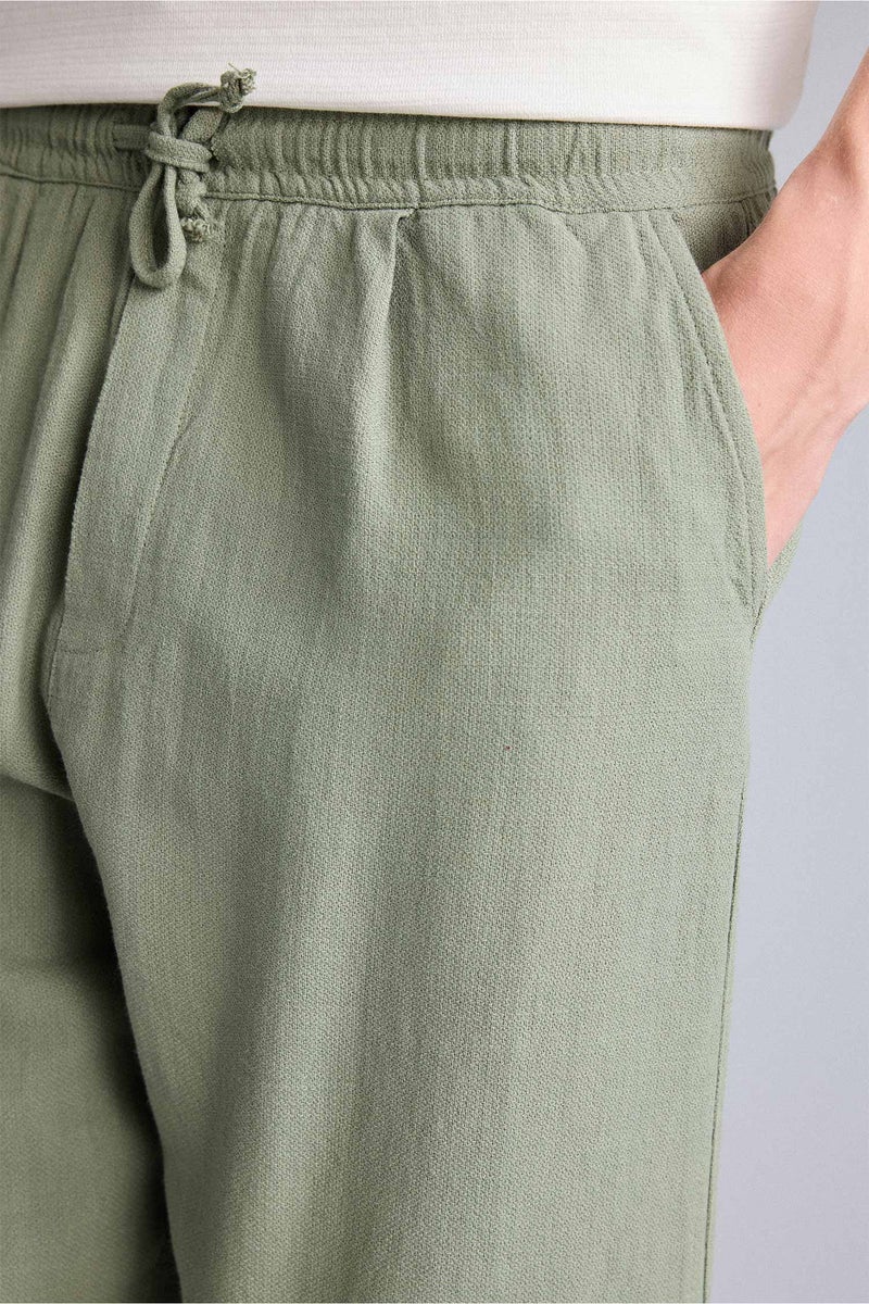 DeFacto Green Man Relax Fit Elastic Waist Khaki Pants Casual - Image 4