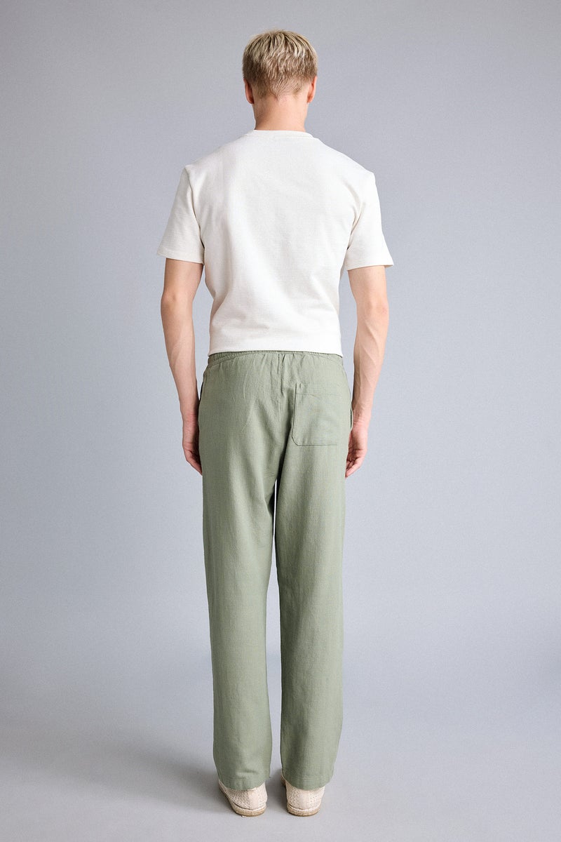 DeFacto Green Man Relax Fit Elastic Waist Khaki Pants Casual - Image 5
