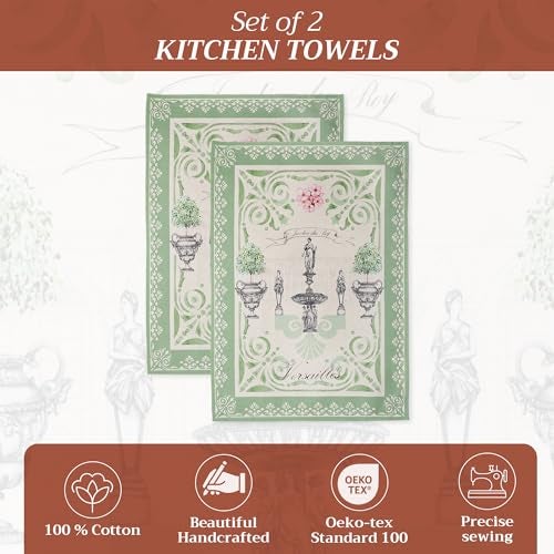 Maison d' Hermine Kitchen Towels Set of 2 100% Cotton 27.50" x 20" Reusable Cloth Tea Dish Towels Absorbent with Hanging Loop for Kitchen, Home, Dining, Cocktail Parties Spring/Summer (Jardin Du Roy) - Image 2