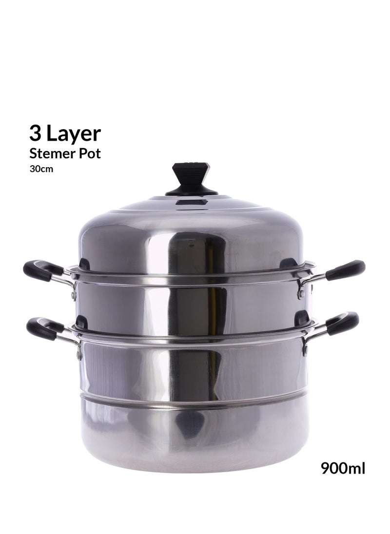 Bright Home 3-Layer Stainless Steel Steamer Pot Premium Heavy Duty Stainless Steel Steamer Pot Set Dishwasher Safe Steamer Pot Compatible with Gas, Electric, Grill Stove - pzsku/Z4E1C1B267020DEA315F9Z/45/_/1727536578/80632232-2fff-4cb3-9b59-afb0151e9888