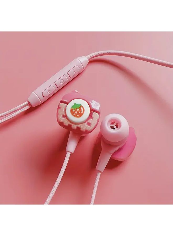 سماعات أذن لطيفة وردية اللون سلكية مع ميكروفون وتحكم في مستوى الصوت وقابس من النوع C - Image 5