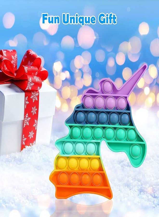 ISIRONA® Poppet Pop It Fidget Toys, Push Pop Bubble Fidget Sensory Toy, Autism Special Needs Silicone Stress Relief Toy, Great Fidget Toy for Kids and Adults popit Toys=> (Rainbow Unicorn) - Image 3