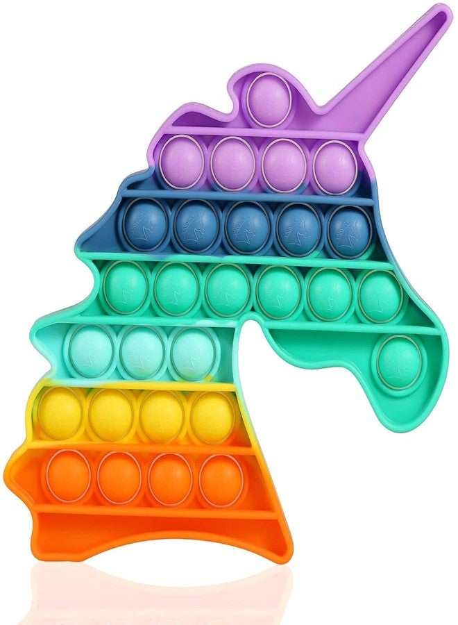 ISIRONA® Poppet Pop It Fidget Toys, Push Pop Bubble Fidget Sensory Toy, Autism Special Needs Silicone Stress Relief Toy, Great Fidget Toy for Kids and Adults popit Toys=> (Rainbow Unicorn) - Image 1