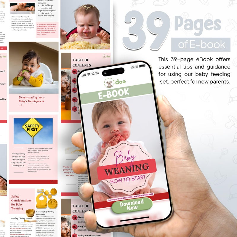 O'Doe 17-Piece Bpa-Free Silicone Baby Feeding Set | Thick & Soft Suction Plates  Baby Bowls  Wooden Fork & Spoon  And More | Make Mealtime Fun And Easy For Your Little One (Grey  V2) - Image 5