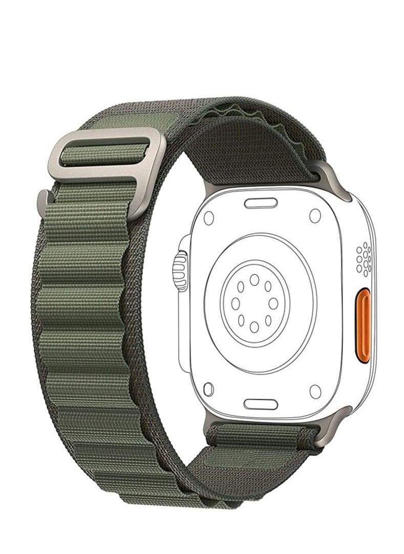 Generic Alpine Loop strap for Apple watch band Ultra 49mm 44mm 45mm nylon bracelet Sport Strap with Metal Steel G‑Hook For iWatch series 7 6 5 4 8 Se - Olive  - Image 1