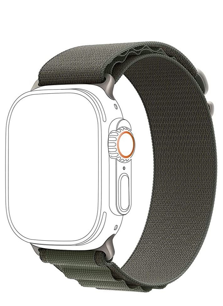 Generic Alpine Loop strap for Apple watch band Ultra 49mm 44mm 45mm nylon bracelet Sport Strap with Metal Steel G‑Hook For iWatch series 7 6 5 4 8 Se - Olive  - Image 2