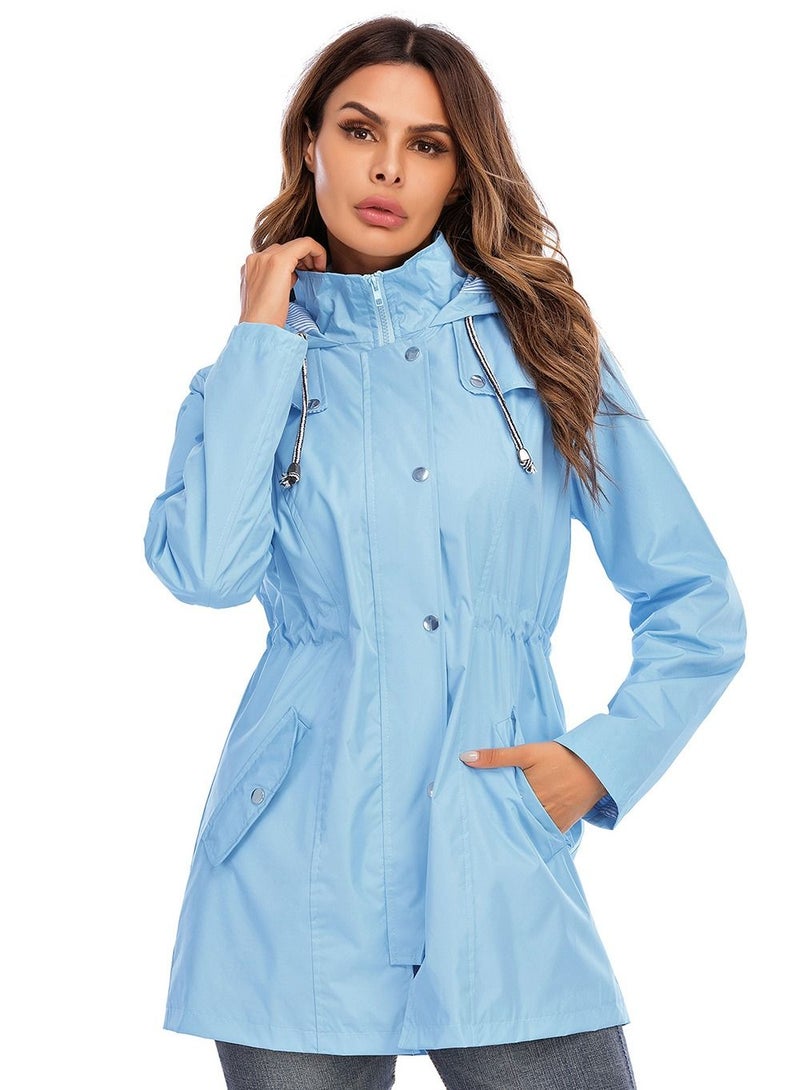 Loquat Outdoor Hooded Waterproof Coat Sky Blue  - Image 3