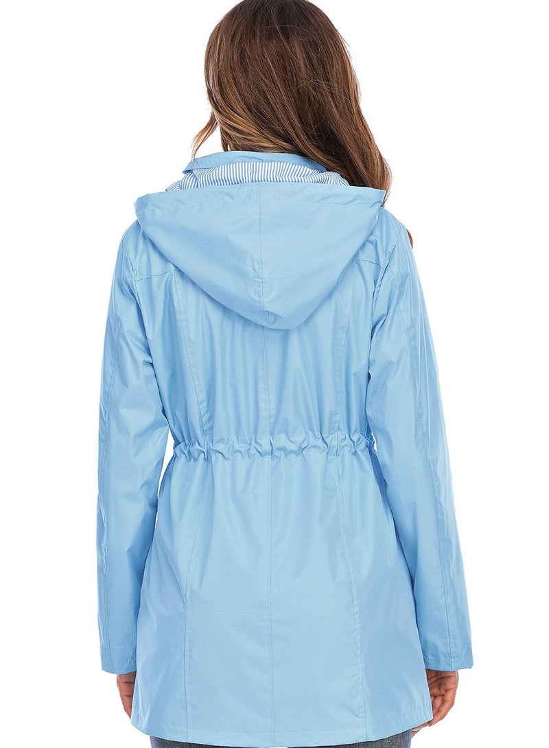 Loquat Outdoor Hooded Waterproof Coat Sky Blue  - Image 2