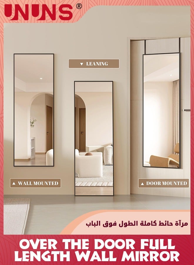 UNUNS مرآة كاملة الطول فوق الباب، مرآة جدارية كاملة الجسم، مرآة معلقة على الباب، مرآة خلف الباب، مرآة بحجم كامل مثبتة على الحائط لغرفة النوم، 30X120CM، سوداء - Image 3