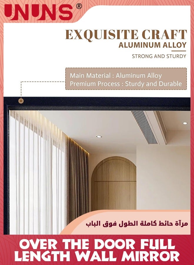 UNUNS مرآة كاملة الطول فوق الباب، مرآة جدارية كاملة الجسم، مرآة معلقة على الباب، مرآة خلف الباب، مرآة بحجم كامل مثبتة على الحائط لغرفة النوم، 30X120CM، سوداء - Image 4