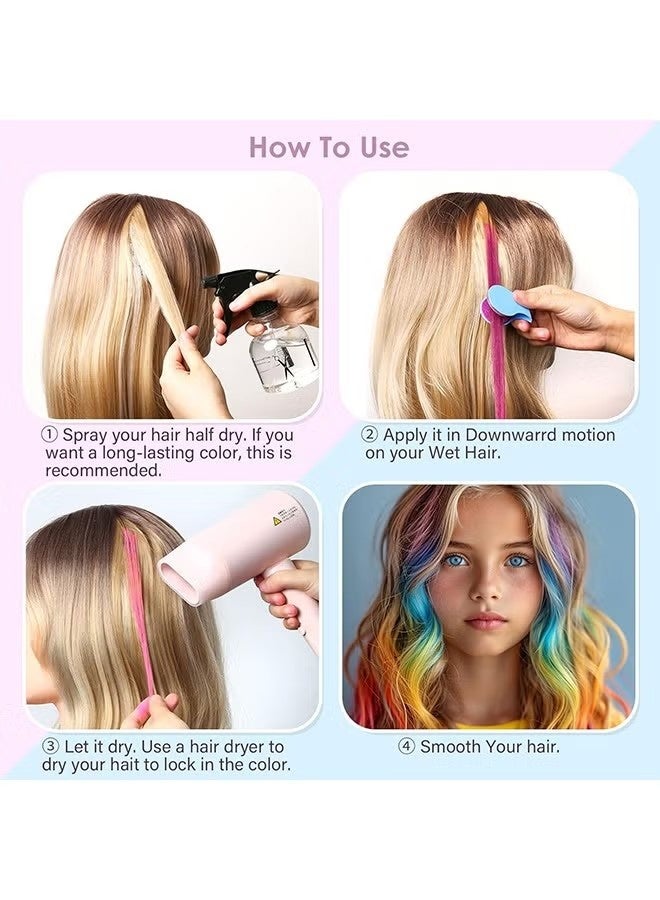 8 Colors Temporary Hair Chalk Hair Dye For Girls Kids Adults, Washable Hair Color Makeup For Sport Events Halloween Christmas Birthday Cosplay Festivals Hair DIY Party - Image 4