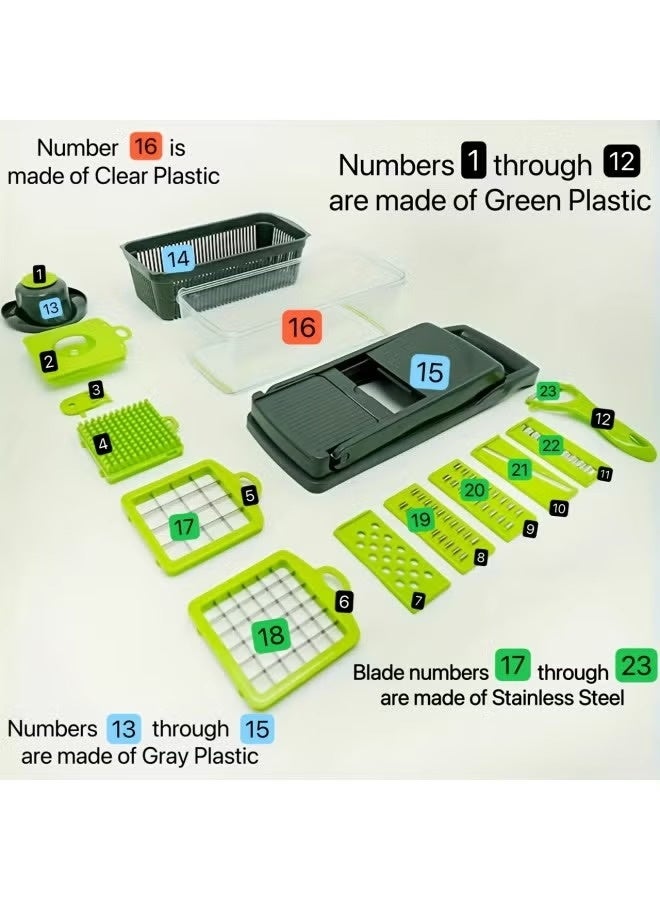 Vision 16PCS Veggie Slicer Vegetable Cutter with Container | Multi-Function Mandoline Slicer & Grater | Onion, Potato, Carrot Chopper | Kitchen Food Slicer Set - Image 4