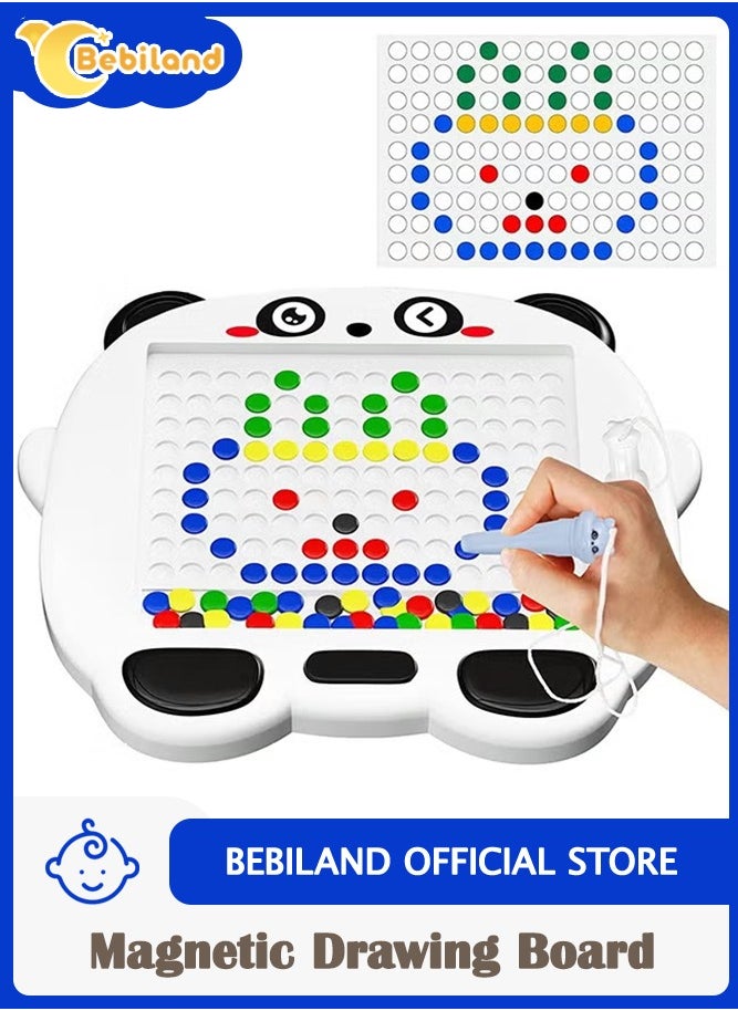 Bebiland Magnetic Drawing Board for Toddlers Kids, Large Doodle Board with Magnetic Pen, 80 Beads and 20 Cards, Magnetic Dot Art, Montessori Educational Learning Toy, Fun Travel Toy (Multicolor)  - Image 1