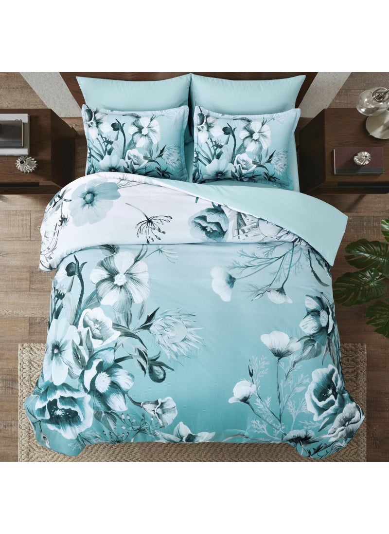Luxudecor Luxudecor Floral Comforter Set Full Size 7 Piece  Blush Flower Bed in a Bag  Elegant Floral Comforter with Sheet Set  Soft Microfiber Bedding Set for All Season (Blush  80""x90"")  - Image 3