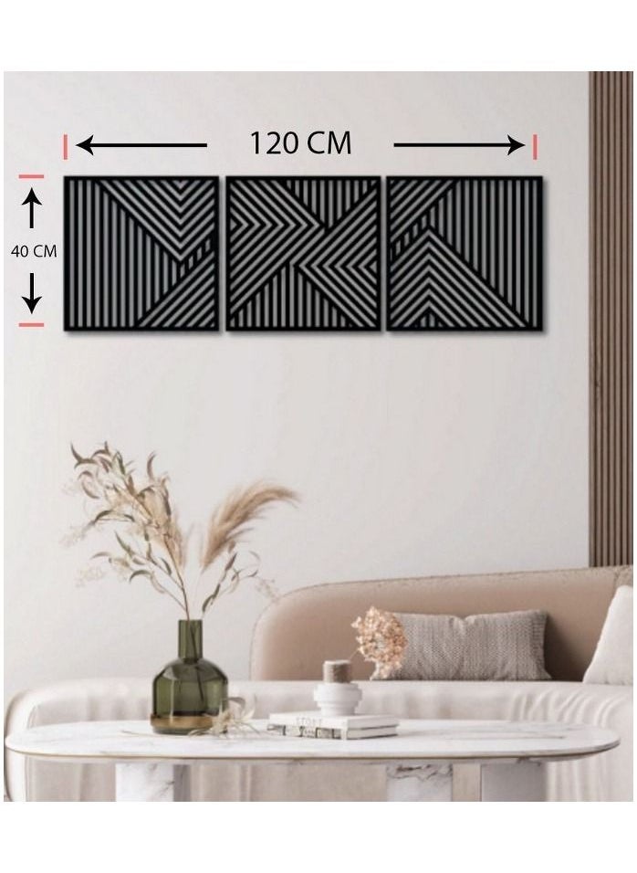 Home Gallery Geometric Wood Wall Art - Set of 3 Modern Panel Each 40x40  - Image 3