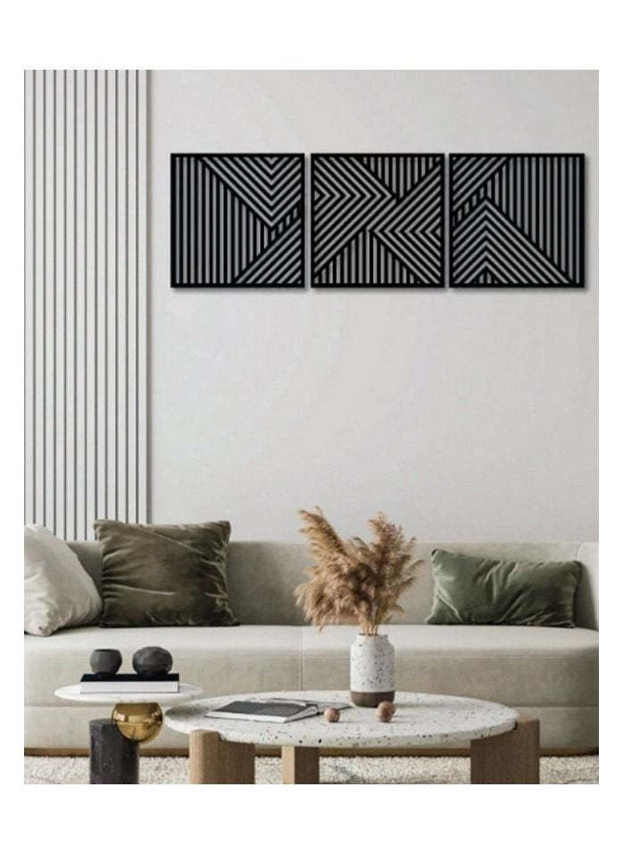 Home Gallery Geometric Wood Wall Art - Set of 3 Modern Panel Each 40x40  - Image 2