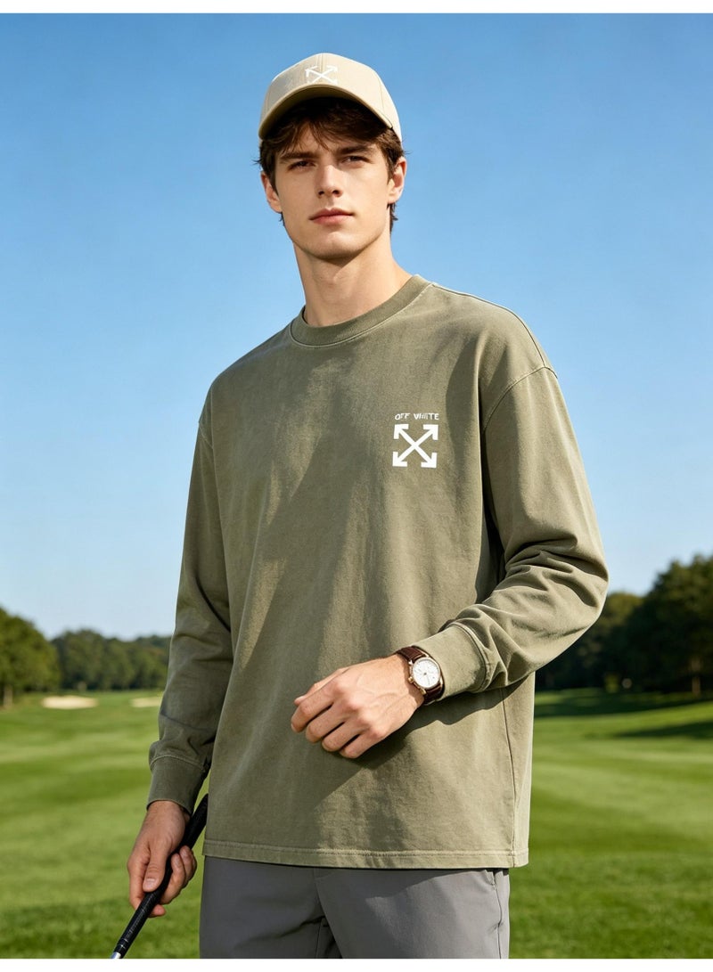 أوف-وايت OFF-WHITE Men's and women's loose cotton washed long sleeve T-shirts - Image 2