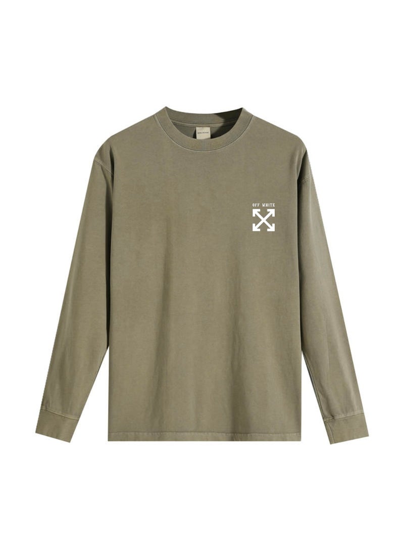 أوف-وايت OFF-WHITE Men's and women's loose cotton washed long sleeve T-shirts - Image 4