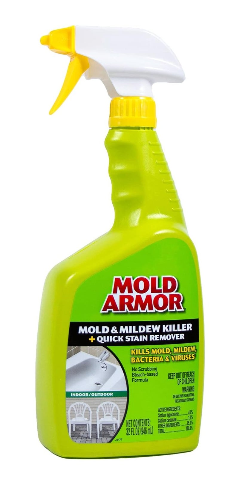 Home Armor Mold Armor Mold & Mildew Killer Plus Quick Stain Remover, Bleach-Based Indoor and Outdoor Cleaner Spray, 32 fl oz / 946 ml, No Scrubbing Formula for Hard Surfaces - Image 1