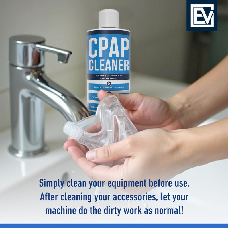 Essential Values CPAP Cleaner Pre-Wash, Safe & Scent-Free - 16 Fl Oz - Hose CPAP Cleaning Kit Supplies with Dye-Free Prewash Soap - Compatible with All C PAP Equipment & Machines - Image 3