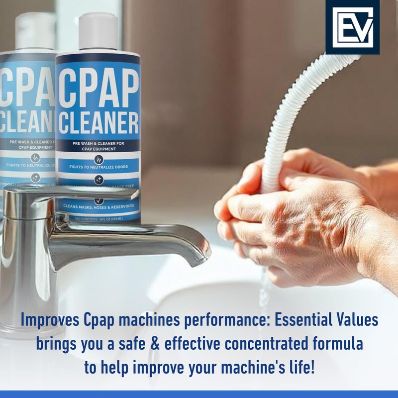 Essential Values CPAP Cleaner Pre-Wash, Safe & Scent-Free - 16 Fl Oz - Hose CPAP Cleaning Kit Supplies with Dye-Free Prewash Soap - Compatible with All C PAP Equipment & Machines - Image 5