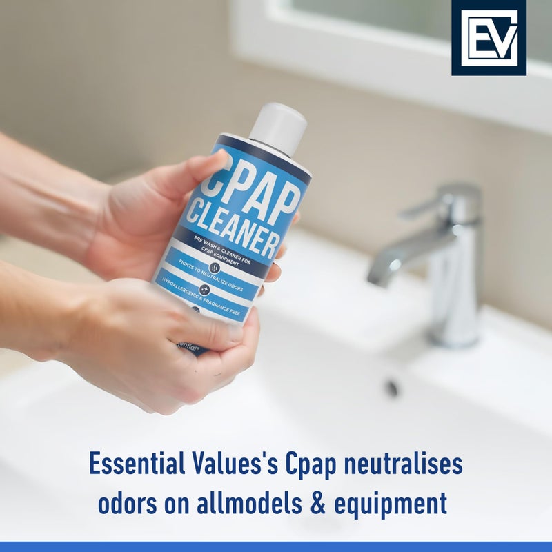 Essential Values CPAP Cleaner Pre-Wash, Safe & Scent-Free - 16 Fl Oz - Hose CPAP Cleaning Kit Supplies with Dye-Free Prewash Soap - Compatible with All C PAP Equipment & Machines - Image 1