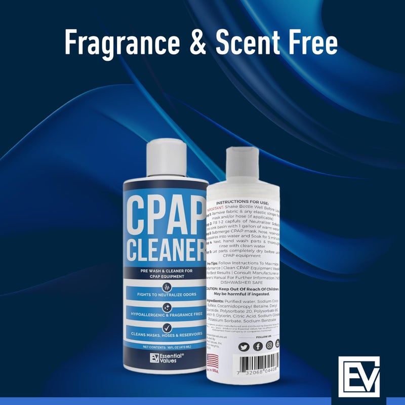 Essential Values CPAP Cleaner Pre-Wash, Safe & Scent-Free - 16 Fl Oz - Hose CPAP Cleaning Kit Supplies with Dye-Free Prewash Soap - Compatible with All C PAP Equipment & Machines - Image 4