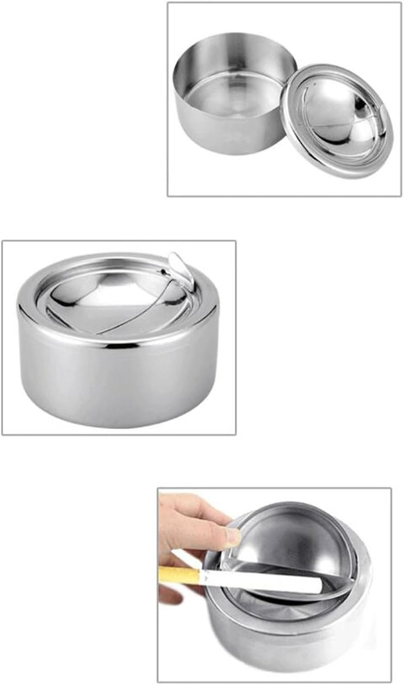 Ashtray Ceramic Fluted Classic Metal With Lid For Cigarettes - Windproof Outdoor Patio Outdoor Indoor - Image 3