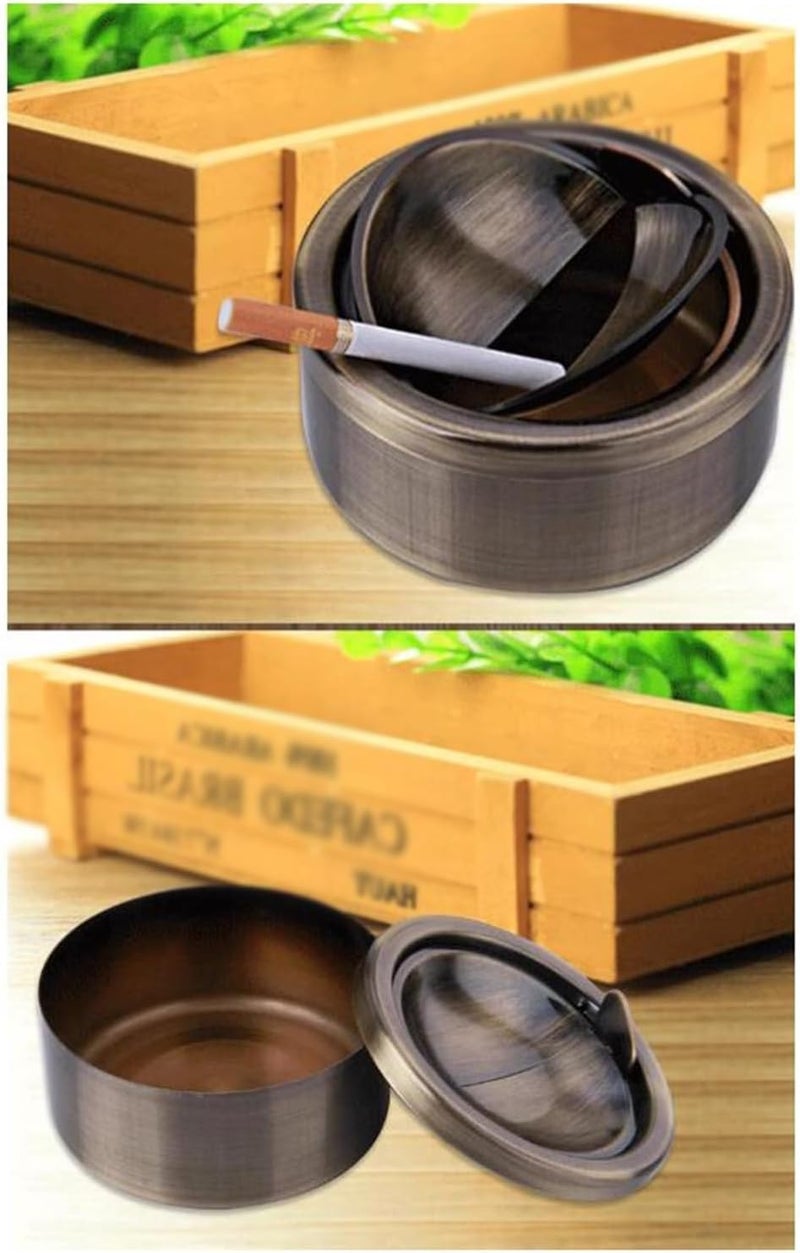 Ashtray Ceramic Fluted Classic Metal With Lid For Cigarettes - Windproof Outdoor Patio Outdoor Indoor - Image 5