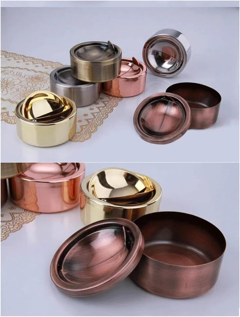 Ashtray Ceramic Fluted Classic Metal With Lid For Cigarettes - Windproof Outdoor Patio Outdoor Indoor - Image 4
