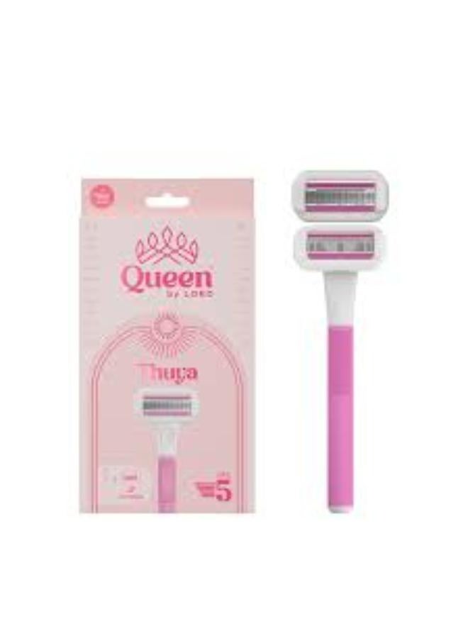 Queen Thuya Womens Razor with 5 Blades + 2 Razor