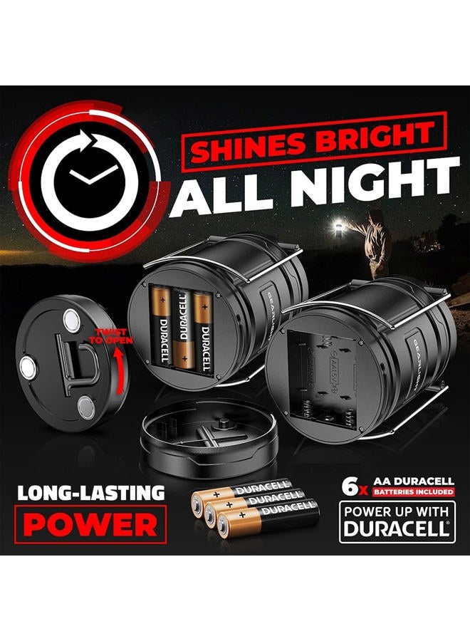 GearLight Camping Lantern - 2 Portable LED Battery Powered Lantern with Magnetic Base and Foldable Hook for Emergency Use or Campsites, Essential Hurricane Survival Kit with Batteries - Image 5