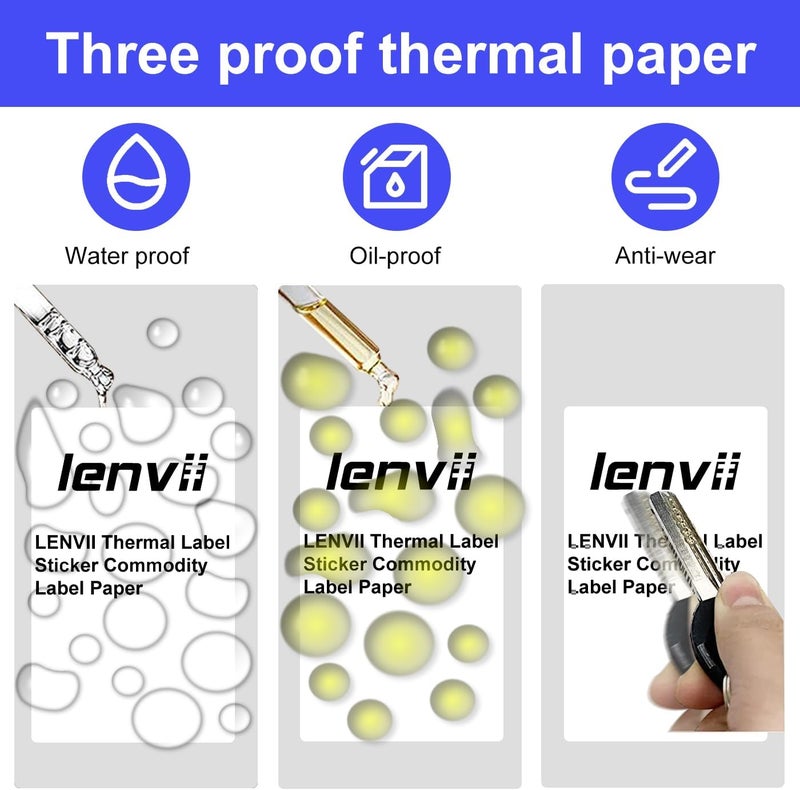 LENVII 76 x 130mm (3"x5") Thermal Labels 200 Sheets - 4 Rolls × 50 Labels, 3-Proof (Water/Oil/Scratch) Multi-Use Adhesive Stickers for Address/Barcode/FNSKU Tags - Home/Office/Product/Gift Labeling - Image 3
