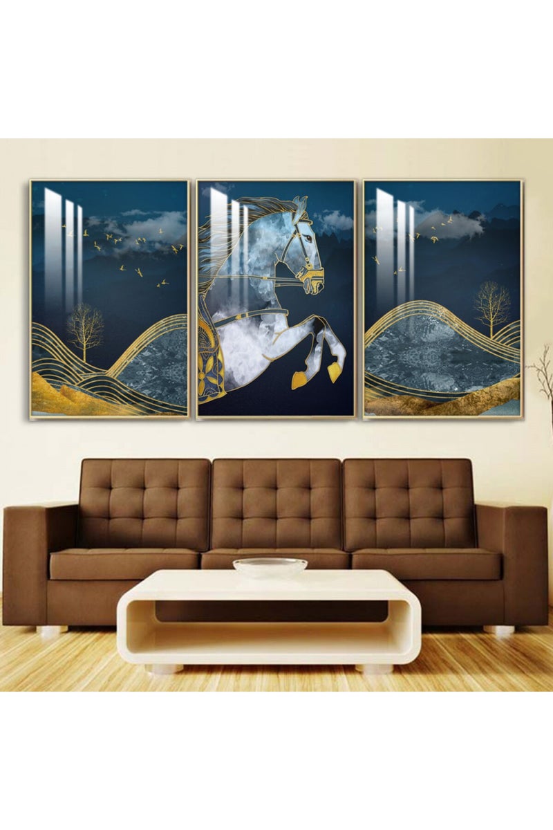 ماركتنا ثلاث لوحات جدارية خشبية بإطار وطبقة أكريليك شفافة - Image 1