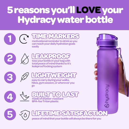 Hydracy Water Bottle with Time Marker - Large 32 oz BPA Free Tritan Plastic Bottle with No Sweat Sleeve, Leakproof, Ideal for Gym, Sports & Outdoors - Image 2