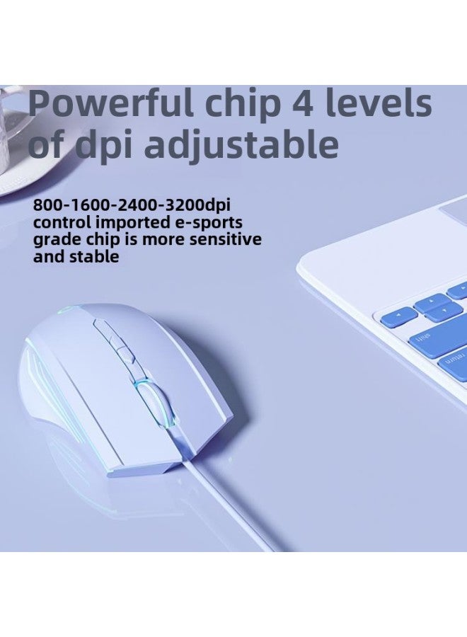Wired Mouse Gaming E-sports Special Mute Office Men's And Women's USB Computer Laptop Desktop Universal Wireless-Color:Basic 3-button/1600dpi/silent/line Length 1.5m-vitality Powder-Interface:Official Standard  - Image 4