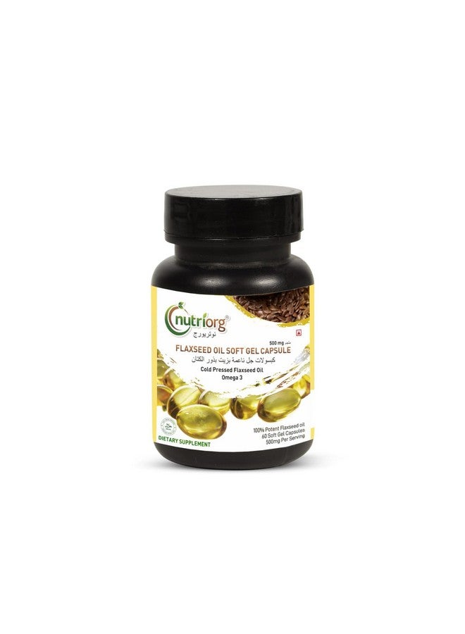 nutriorg Nutriorg Flaxseed Oil Soft Gel 60 Capsules, Omega 3 6 9 Supplement,upports Skin, Joint, Hair & Immunity Support