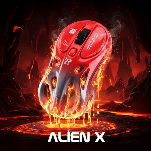 Arctic Fox Alien-X Gaming Wireless Mouse, Tri-Mode (2.4G/Bluetooth/Wired), 4800 DPI, 1000Hz Ergonomic Hollow RGB Rechargeable Type-C for Mac/Laptop/iPad/Office (Red) - Image 3