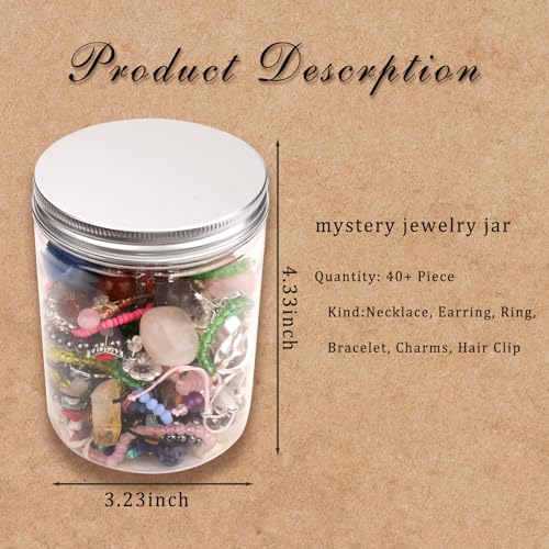 Raicegs 40PCS Crystal Theme Mystery Jewelry Jar Surprise Jewelry Box for Women Jewelry Set Necklace Earrings Bracelet Charms Rings Hair Clips Unique Gift for Her Women - Image 3