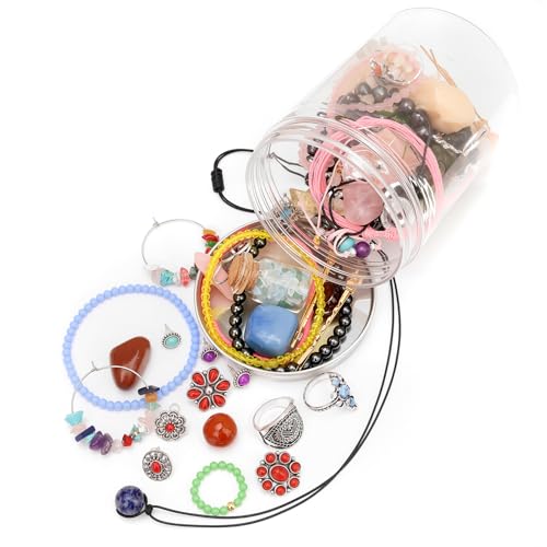 Raicegs 40PCS Crystal Theme Mystery Jewelry Jar Surprise Jewelry Box for Women Jewelry Set Necklace Earrings Bracelet Charms Rings Hair Clips Unique Gift for Her Women - Image 1