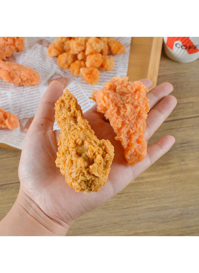 Simulation Food Chicken Leg Chicken Wings Model KFC Food Play Fried Chicken Leg Fried Chicken Wings Window Display Props Keychain-Color:Light-colored Fried Chicken Legs (no Buckle)