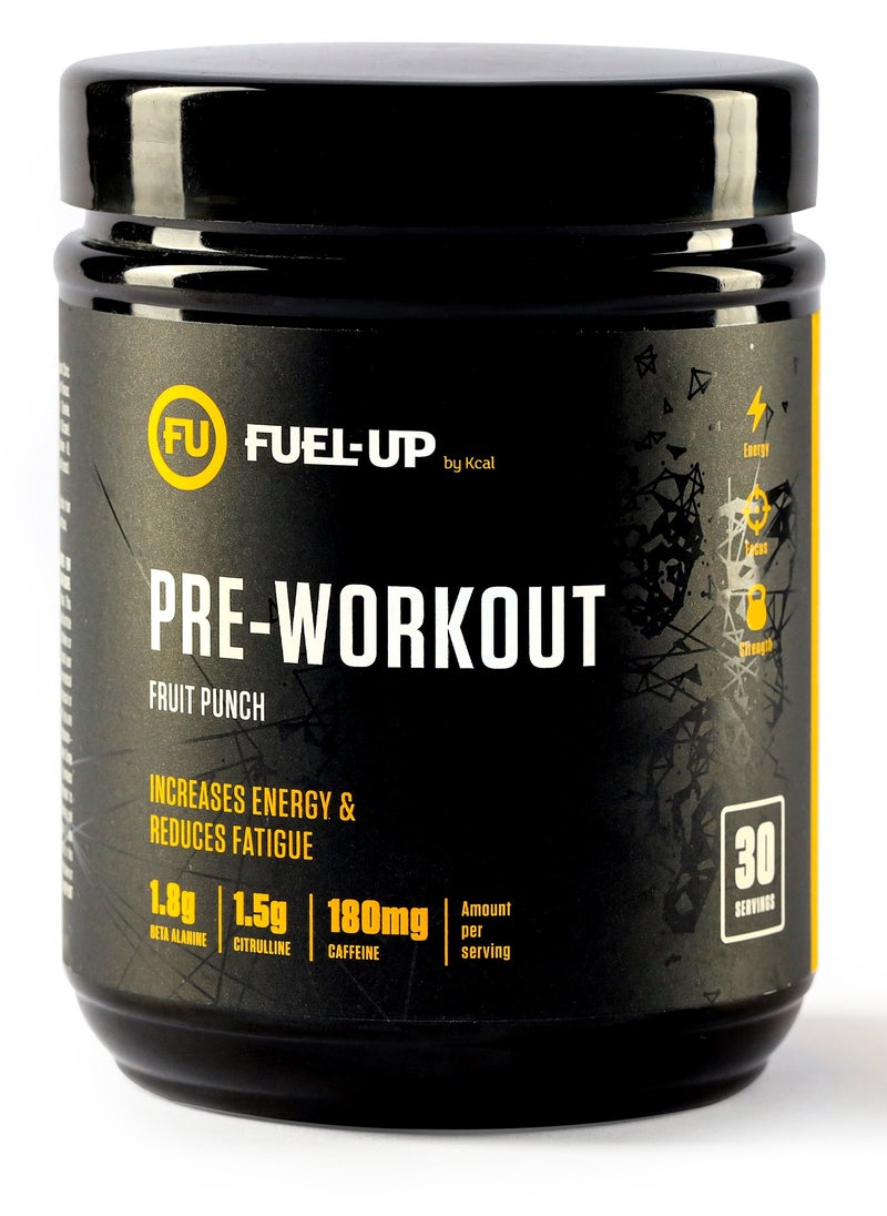 FUEL-UP by Kcal - Pre Workout Fruit Punch Powder Increase Energy Muscle Pump and Anti Fatigue 300 Grams - Image 1