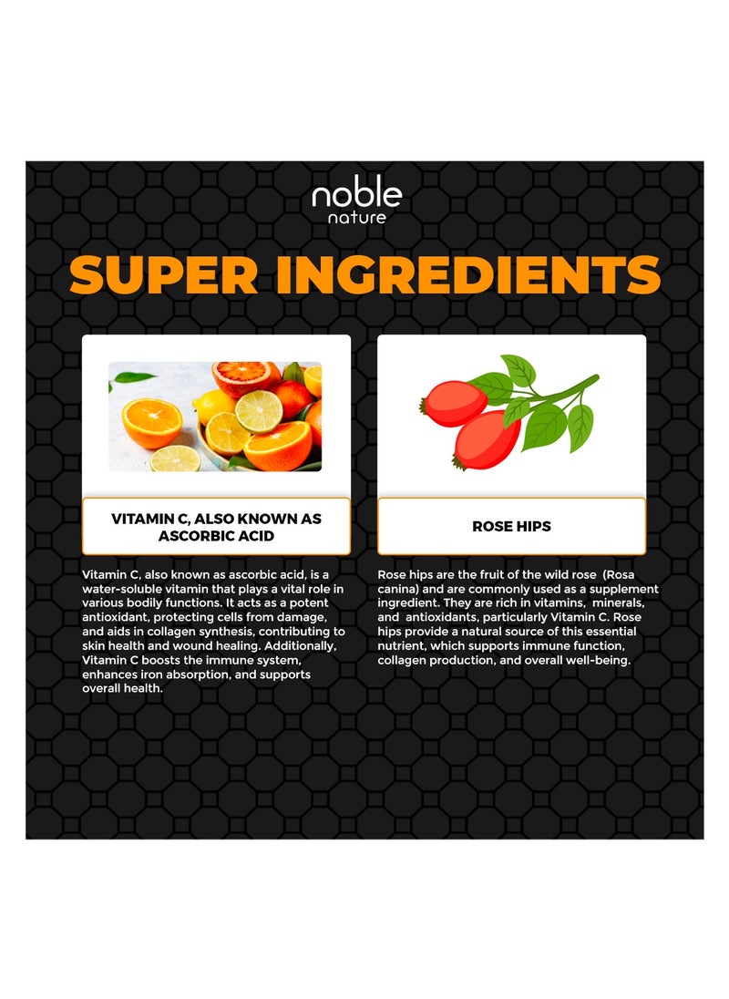 noble nature Vitamin C1000 with Rose Hips - Antioxident Support - 120 Veg Tablets  - Image 4