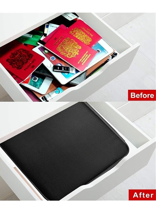 File Storage Organizer Bag with Lock, File Storage Box Multi-Layer Large Capacity Certificate File Bag Portable Filing Organizer Bag for Travel Business and Home (Black) - Image 4