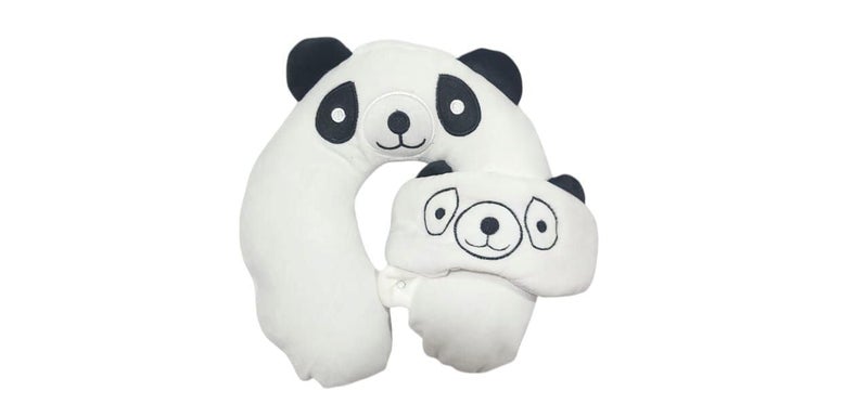 Comfortable Kids Neck Pillow U-Shaped Travel Car Office Gift Airplane Pillow with Eye Cover for Sleeping (Random Color Girl 090) - Image 2