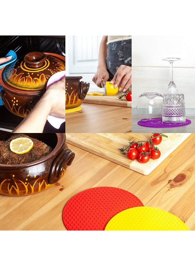 P-Plus International Silicone Heat Resistant Round 18 cm Trivets Mat (Random Colour ) - Pack of 6 - Image 4