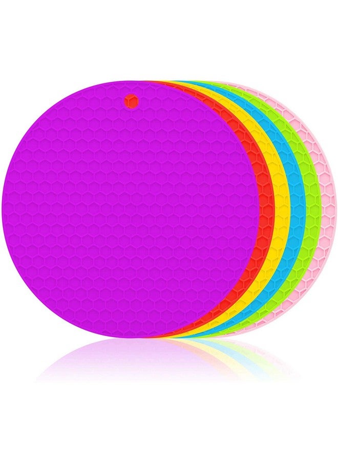 P-Plus International Silicone Heat Resistant Round 18 cm Trivets Mat (Random Colour ) - Pack of 6 - Image 1