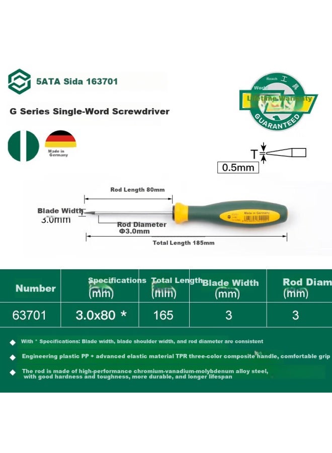 Sata G Series Dual-color Handle Phillips Screwdriver 3x80mm 63701