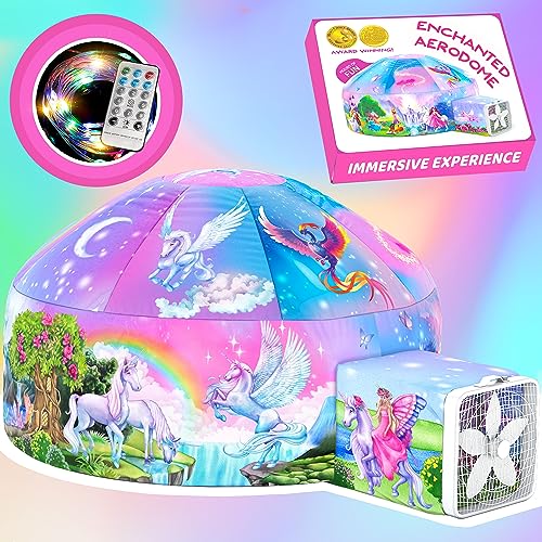 W&O WO Enchanted Aerodome with LED Lights  Inflatable Princess Castle for Kids Aged 312 Inflates in Seconds Creating an Immersive Fairytale Experience Fan Not Included - Image 1